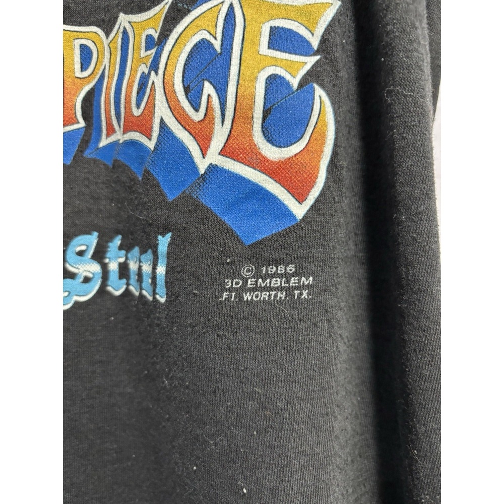 3D Emblem Shirt Motorcycle Single Stitch 1980s Black Men's‎ Large 1986 Vintage - Picture 5 of 13